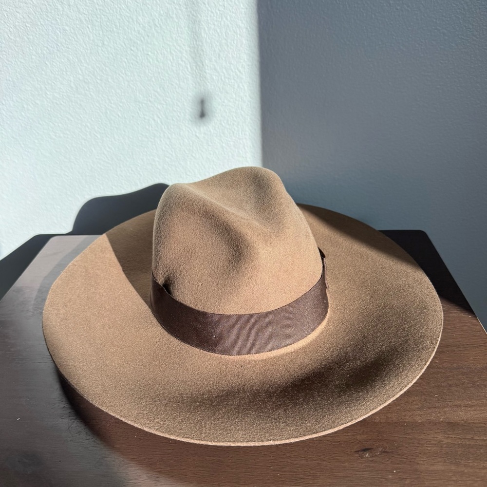 Brixton Joanna Fedora Hat Tan Brown Wool Felt Wide Brim Women’s Sz S 56 cm Fall